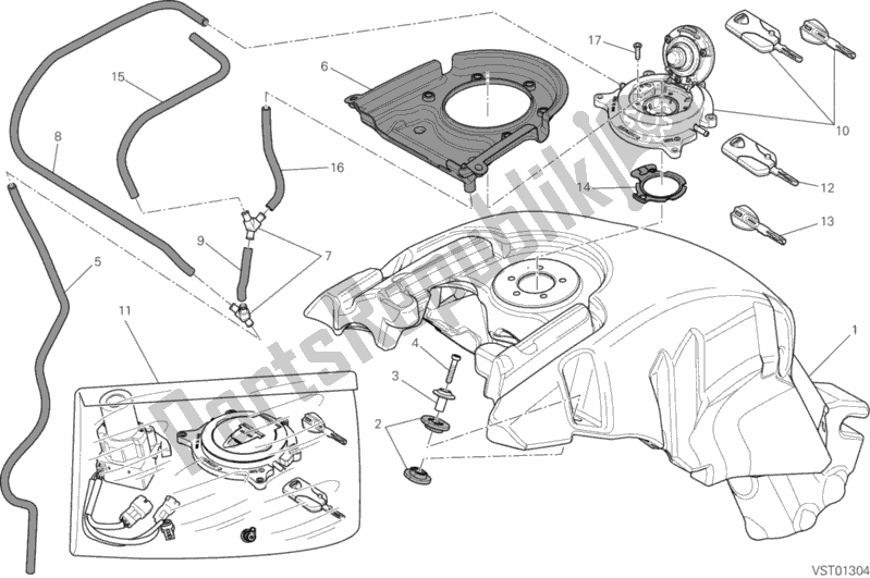 Todas as partes de Tanque De Combustível do Ducati Diavel FL 1200 2015